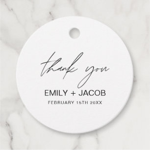 Minimalistische Typografie Hochzeit Danke Geschenkanhänger