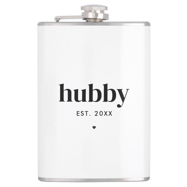 Minimalistische Typografie Husband Hubby Wedding D Flachmann (Vorderseite)