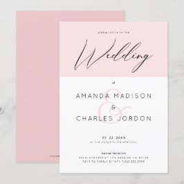 Minimalistische Typografie in Rosa und Weiß & Hoch Einladung