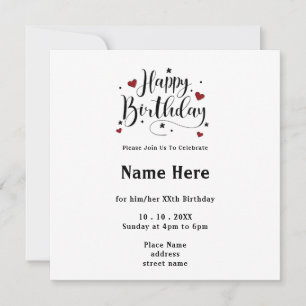 Minimalistische Typografie Kalligrafie Geburtstag Einladung