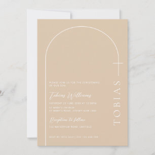 Minimalistische Typografie-Kreuzbeige-Taufe Einladung