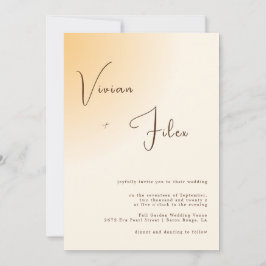 Minimalistische Typografie Lichtorange Hochzeit Einladung