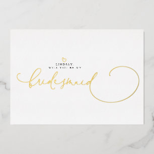 Minimalistische Typografie Moderne Brautjungfer-Ei Folieneinladung