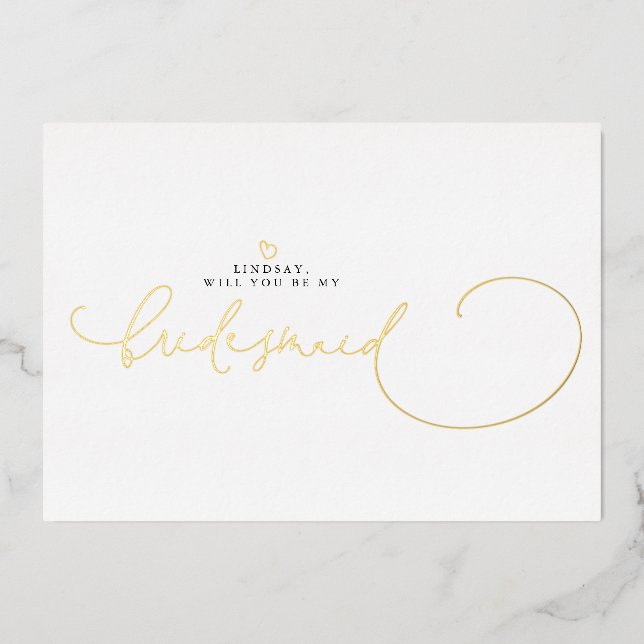 Minimalistische Typografie Moderne Bridesmaid-Init Folieneinladung (Vorderseite)
