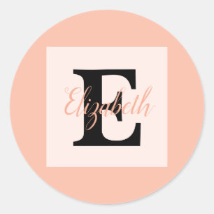 Minimalistische Typografie-Monogramm-Name Runder Aufkleber