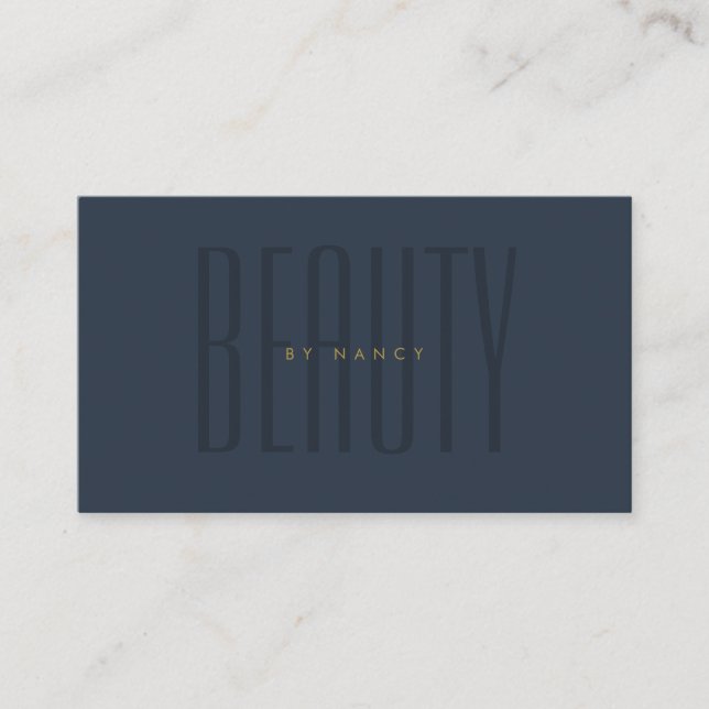 Minimalistische Typografie Navy Blue Beauty Salon Visitenkarte (Vorderseite)