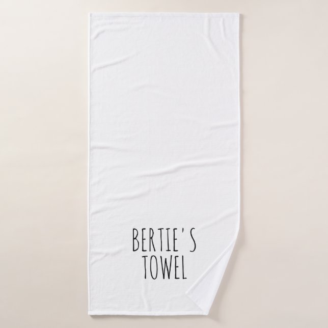 Minimalistische Typografie Personalisiert Badehandtuch (Badehandtuch)