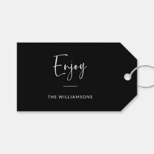 Minimalistische Typografie Personalisiert Black Geschenkanhänger