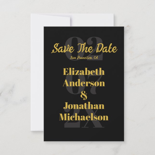 Minimalistische Typografie Save The Date (Vorderseite)