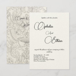 Minimalistische Typografie Schwarz-Weiß-Hochzeit Einladung