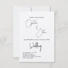 Minimalistische Typografie Schwarz-Weiß-Hochzeit Einladung