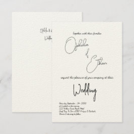 Minimalistische Typografie Schwarz-Weiß-Hochzeit Einladung