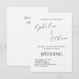 Minimalistische Typografie Schwarz-Weiß-Hochzeit Einladung