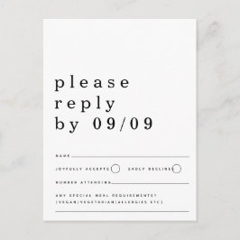 Minimalistische Typografie Schwarz-weiß Wedding RS Postkarte