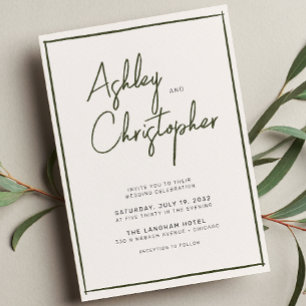 Minimalistische Typografie Script Dark Olive Weddi Einladung