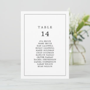 Minimalistische Typografie-Tischnummer-Seekarte