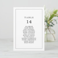 Minimalistische Typografie-Tischnummer-Sitzplan-Ka