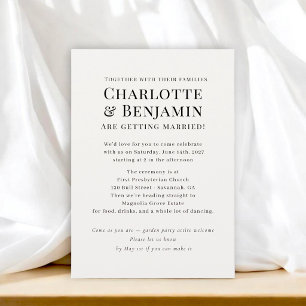 Minimalistische typografische Hochzeit Einladung