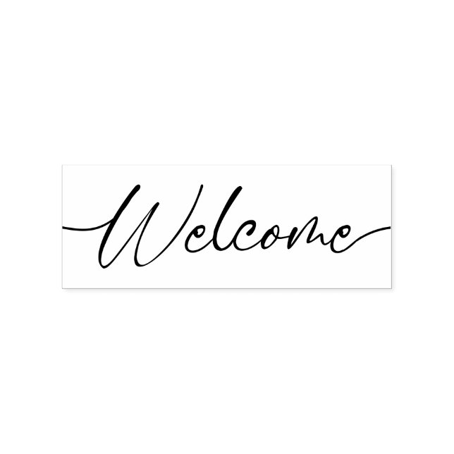 Minimalistische typografische Kalligrafie Willkomm Gummistempel (Prägung)
