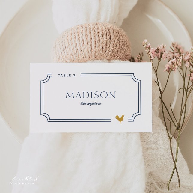 Minimalistische typografische Platzkarte mit Essen (Minimalist Typographic Place Card with Meal Icon)