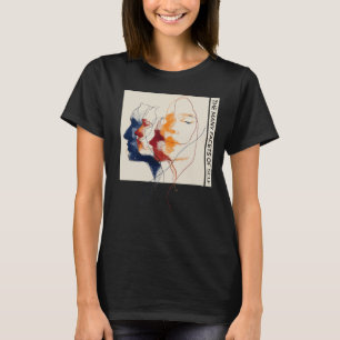 Minimalistische, überlappende Gesichter, Linienkun T-Shirt
