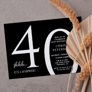 Minimalistische Überraschung 40. Geburtstag Party Einladung