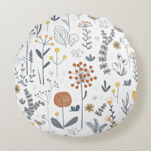Minimalistische Umriss-Blumen Modern Rundes Kissen
