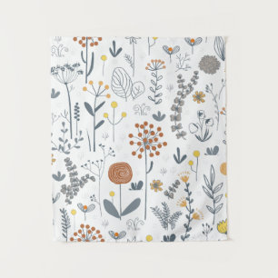 Minimalistische Umriss-Blumen-Moderne Wandteppich