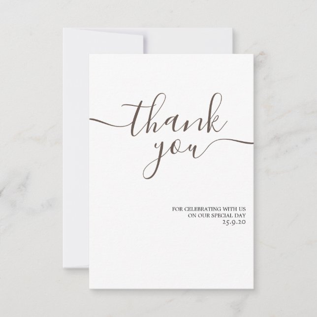 Minimalistische und elegante goldene Hochzeit Dank Dankeskarte (Vorderseite)