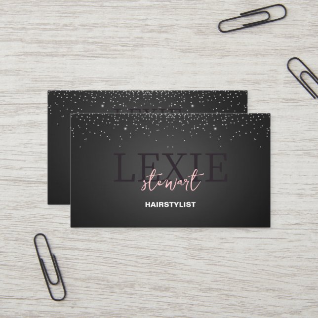 Minimalistische und elegante Hair Stylist-Referenz Visitenkarte (Vorderseite/Rückseite Beispiel)