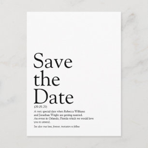 Minimalistische und elegante Save the Date Definit Postkarte