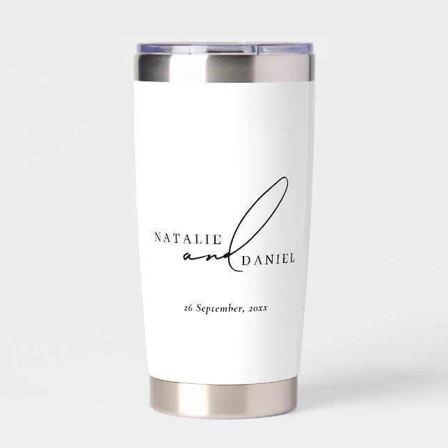 Minimalistische und klassische Hochzeitsgeschenke Thermobecher (Vorderseite)