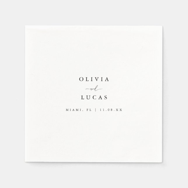 Minimalistische und klassische White Wedding Serviette (Vorderseite)