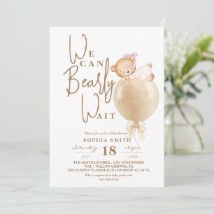 Minimalistische und moderne Bär-Ballon-Baby-Party Einladung