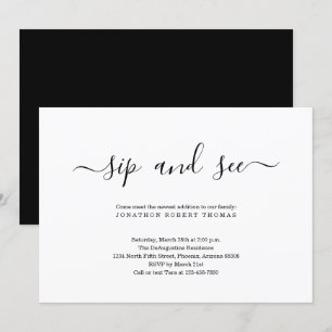 Minimalistische und moderne Gender Neutral Sip and Einladung