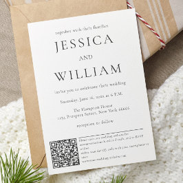 Minimalistische und moderne Hochzeit mit QR-Code Einladung