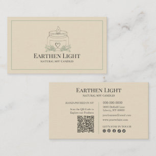 Minimalistische und moderne Kerzen-Botanik-QR-Code Visitenkarte