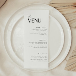 Minimalistische und moderne Schwarz-weiße Hochzeit Menükarte