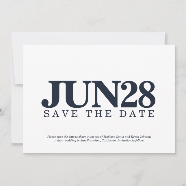 Minimalistische und moderne Typografie Save the Da Date (Vorderseite)