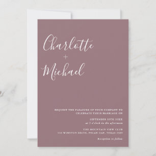 Minimalistische Unterschrift Schrift Mauve Hochzei Einladung