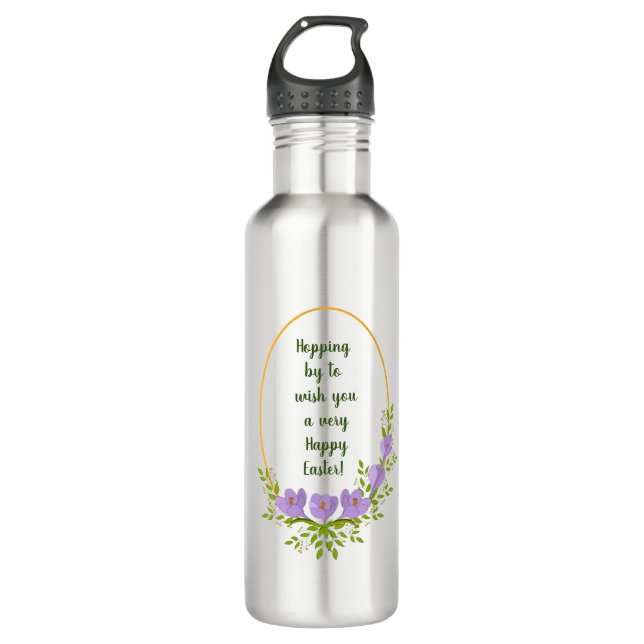 Minimalistische Urlaubskränke Crocus Blume Ostern Edelstahlflasche (Vorderseite)