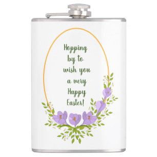 Minimalistische Urlaubskränke Crocus Blume Ostern Flachmann