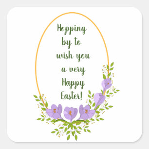 Minimalistische Urlaubskränke Crocus Blume Ostern Quadratischer Aufkleber