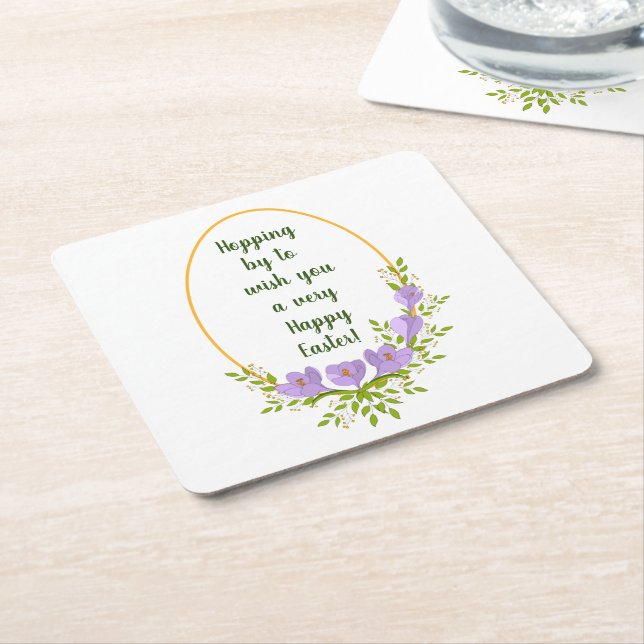 Minimalistische Urlaubskränke Crocus Blume Ostern Rechteckiger Pappuntersetzer (angewinkelt)