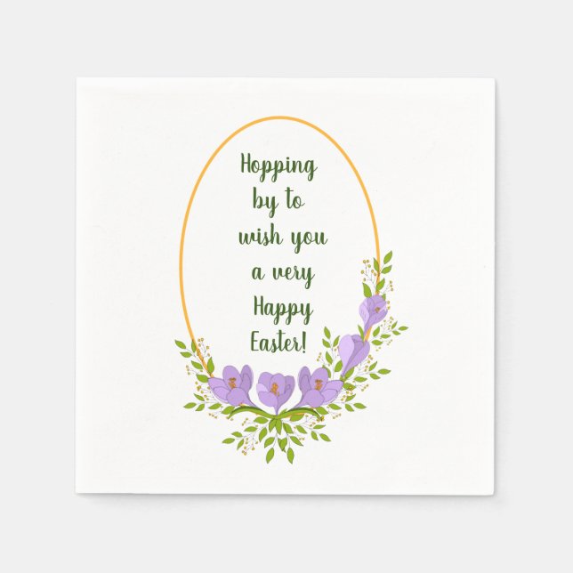 Minimalistische Urlaubskränke Crocus Blume Ostern Serviette (Vorderseite)