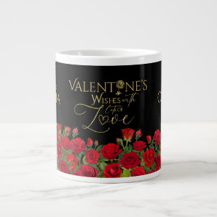 Minimalistische Valentins-Gold-Kalligrafie-Rosen Jumbo-Tasse