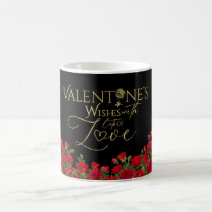 Minimalistische Valentins-Gold-Kalligrafie-Rosen Kaffeetasse