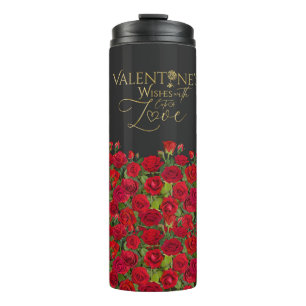 Minimalistische Valentins-Gold-Kalligrafie-Rosen Thermosbecher