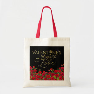 Minimalistische Valentins-Gold-Kalligrafie-Rosen Tragetasche