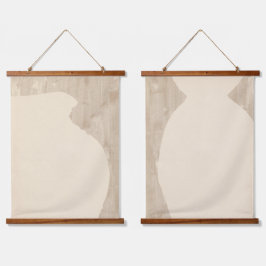 Minimalistische Vase-Silhouette Wandteppich Mit Holzrahmen